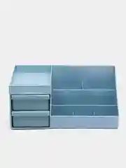 Голубой органайзер для хранения косметики, канцелярии, мелочей, пластиковый, контейнер