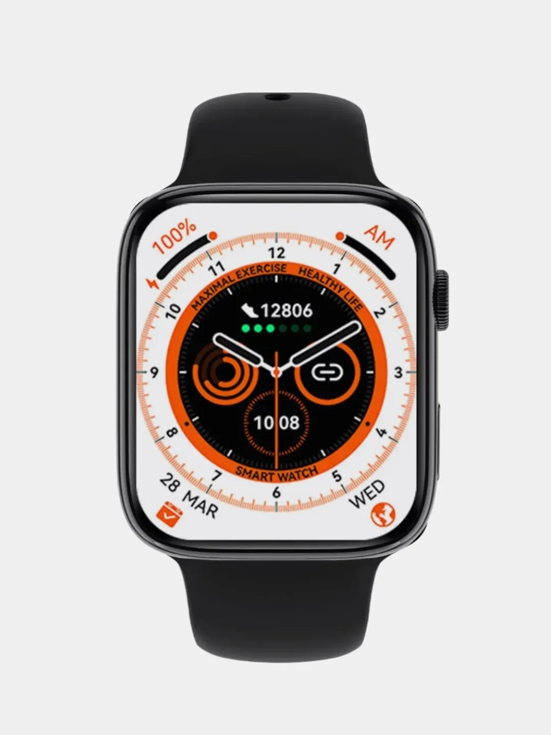 Черный умные смарт часы 8 серии Smart Watch DT NO1, 1.8 Max, 45 мм безрамочные