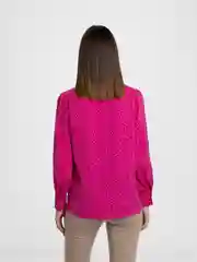 Розовый рубашка женская, классическая повседневная офисная в горох