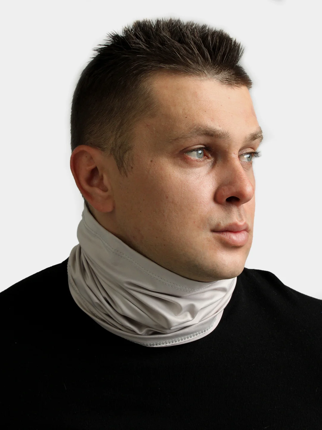 Белый легкий снуд - маска 25 х 42 см, шарф труба для защиты от ветра спорта мужской женский унисекс