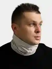 Белый легкий снуд - маска 25 х 42 см, шарф труба для защиты от ветра спорта мужской женский унисекс