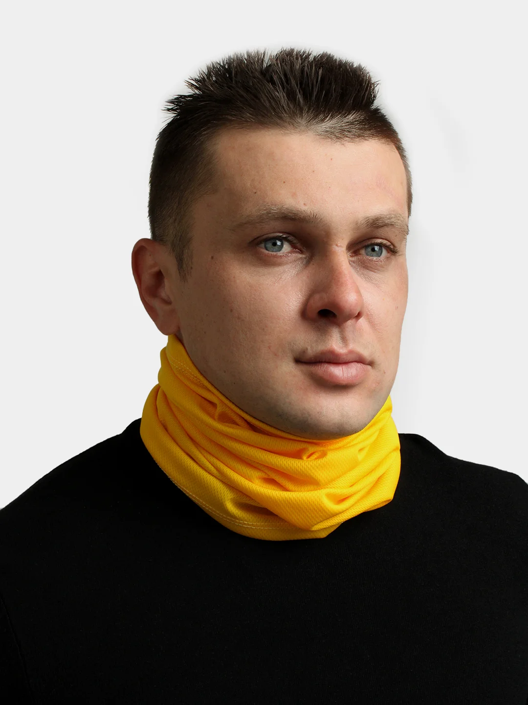 Желтый снуд-маска с рисунком черточки. Шарф труба для защиты от ветра, спорта, балаклава, хомут