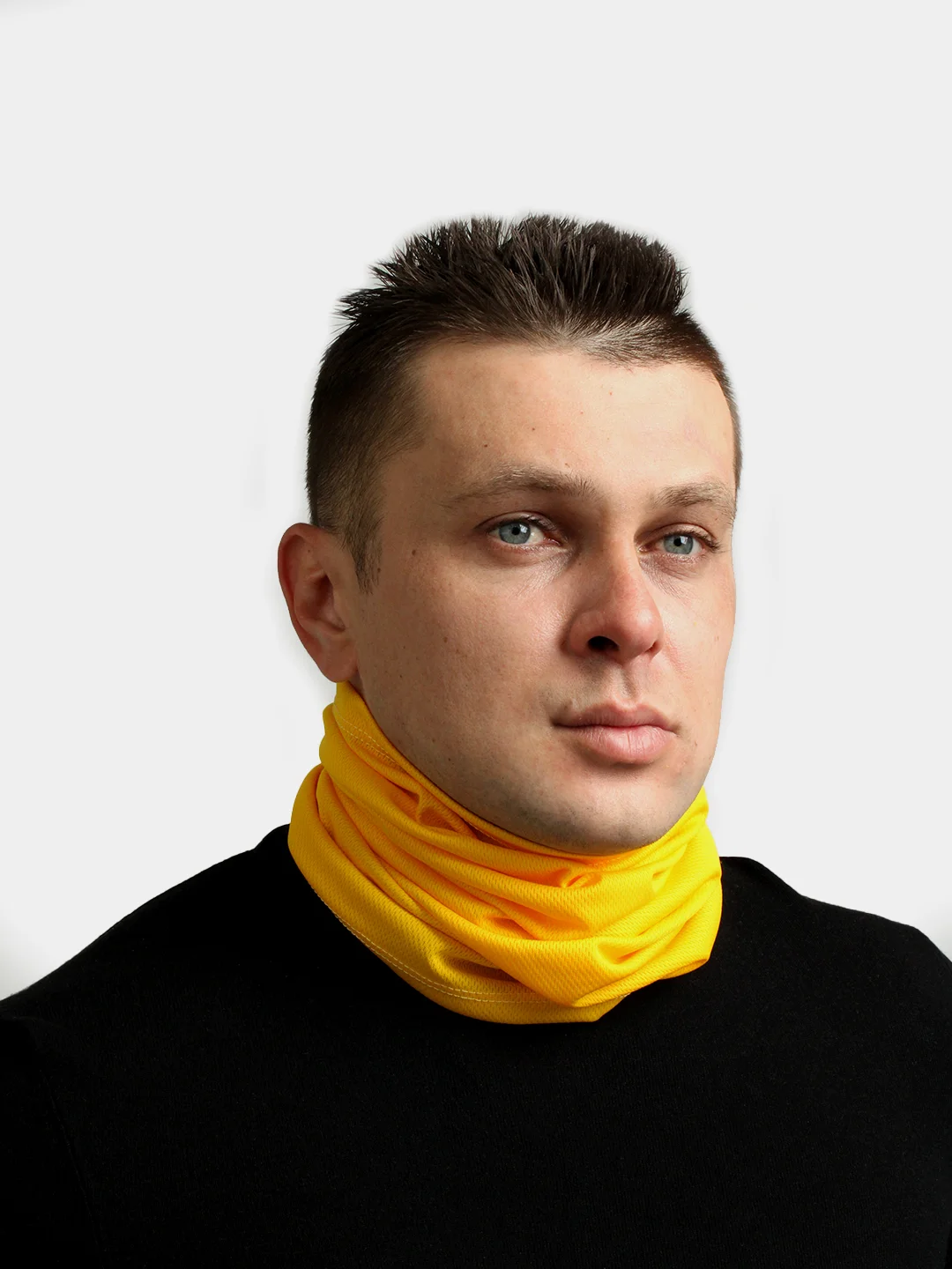 Желтый снуд-маска с рисунком черточки. Шарф труба для защиты от ветра, спорта, балаклава, хомут