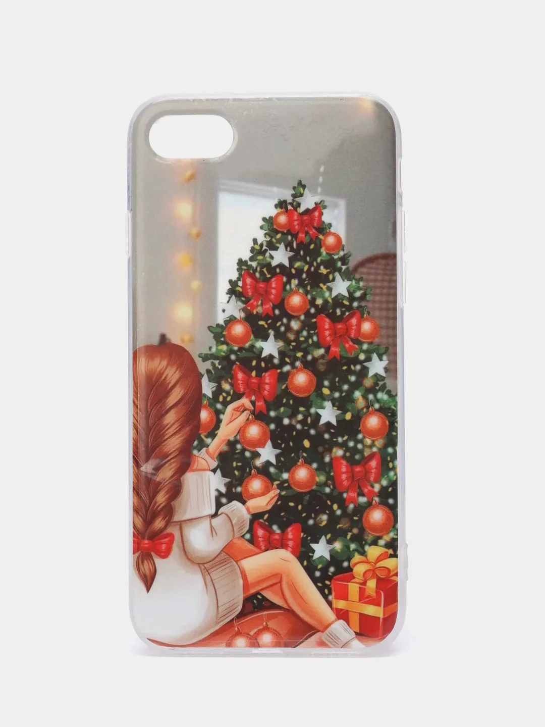 Золотой чехол iPhone 11, 12/ 12 Pro 6.1 mini, 7/ 8/ SE 2020, 5/ 5s /se 2016 с новогодним рисунком