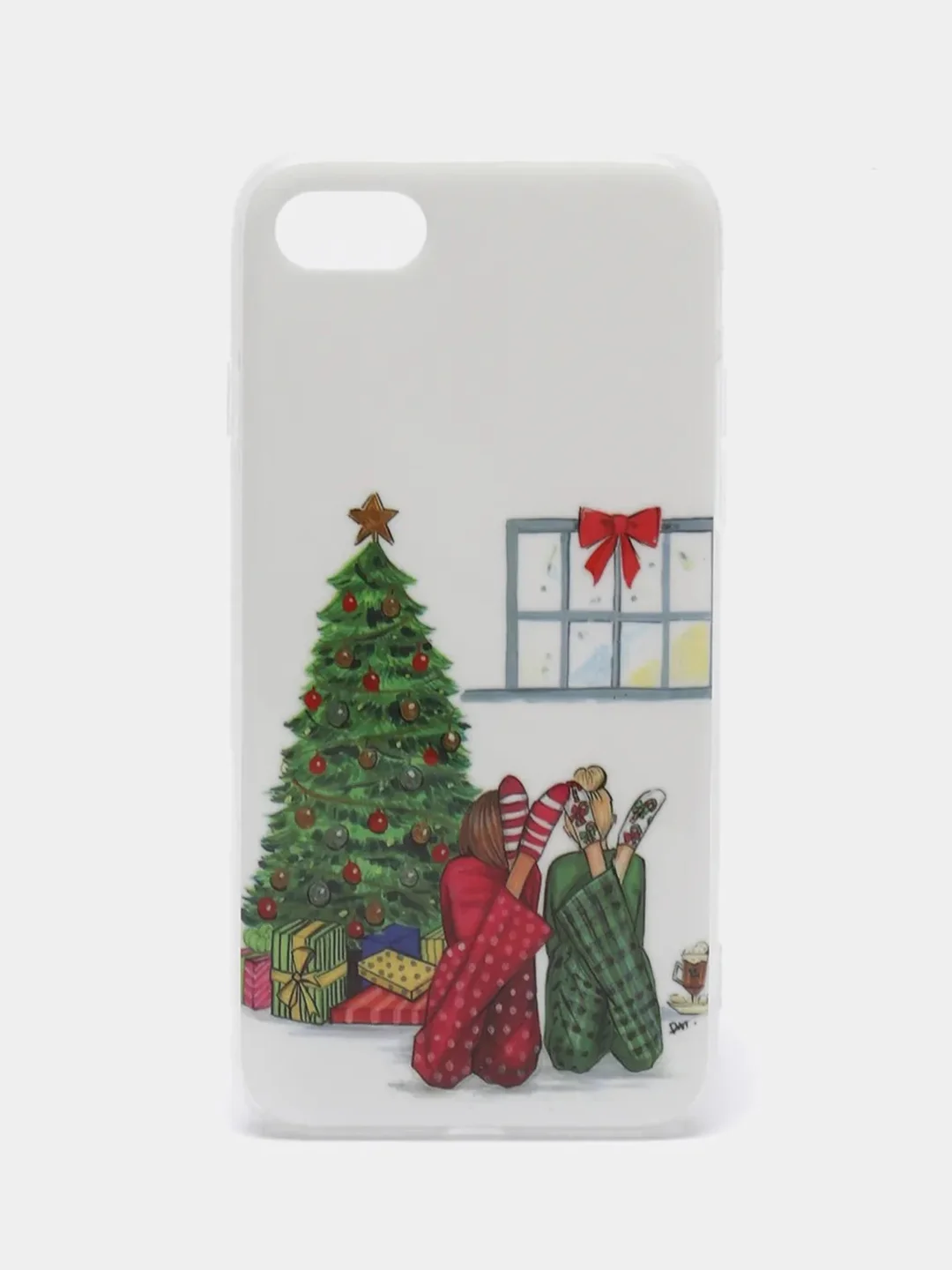 Золотой чехол iPhone 11, 12/ 12 Pro 6.1 mini, 7/ 8/ SE 2020, 5/ 5s /se 2016 с новогодним рисунком