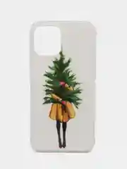 Белый чехол iPhone 11, 12/ 12 Pro 6.1 mini, 7/ 8/ SE 2020, 5/ 5s /se 2016 с новогодним рисунком