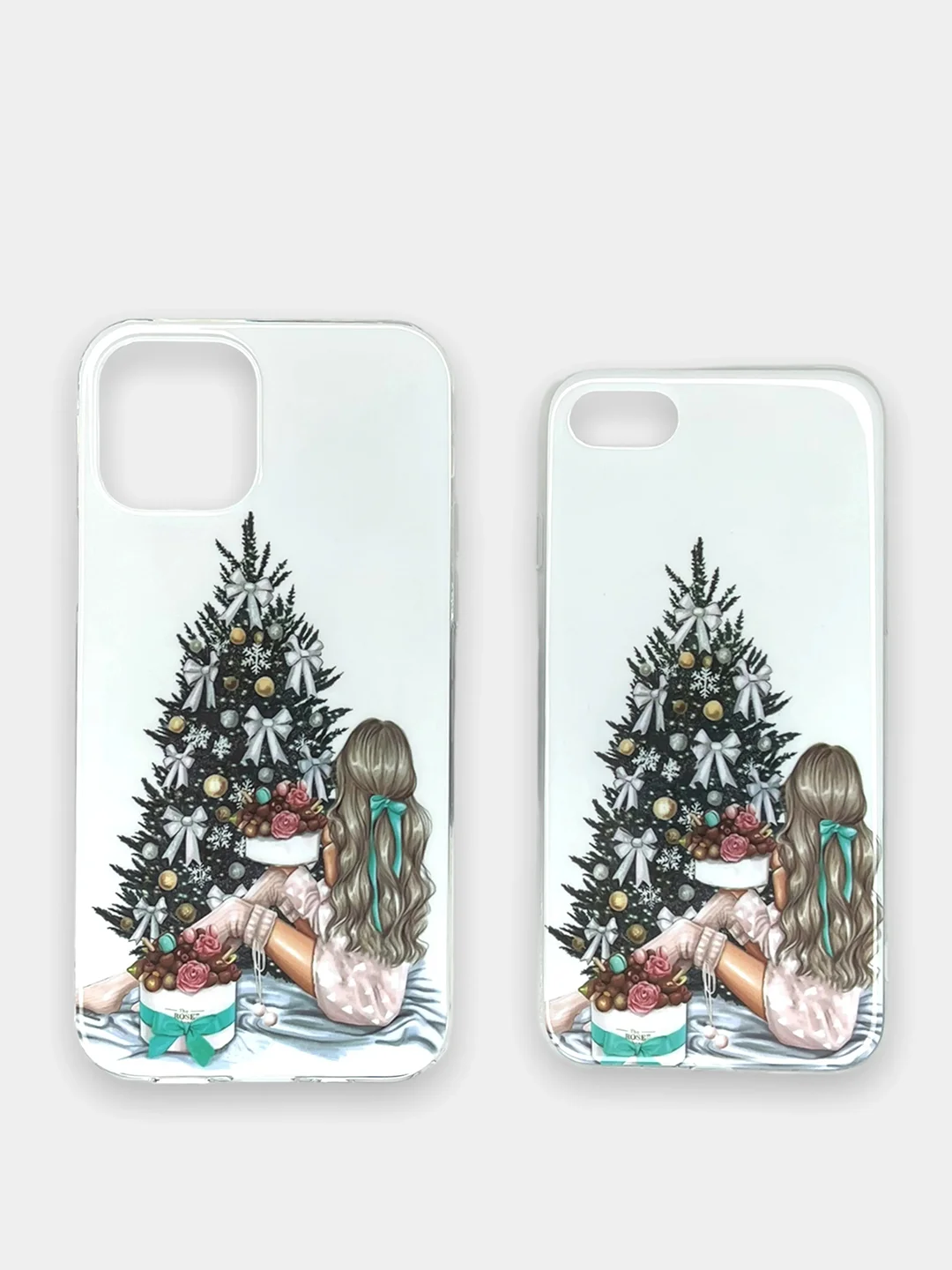 Бирюзовый чехол iPhone 11, 12/ 12 Pro 6.1 mini, 7/ 8/ SE 2020, 5/ 5s /se 2016 с новогодним рисунком
