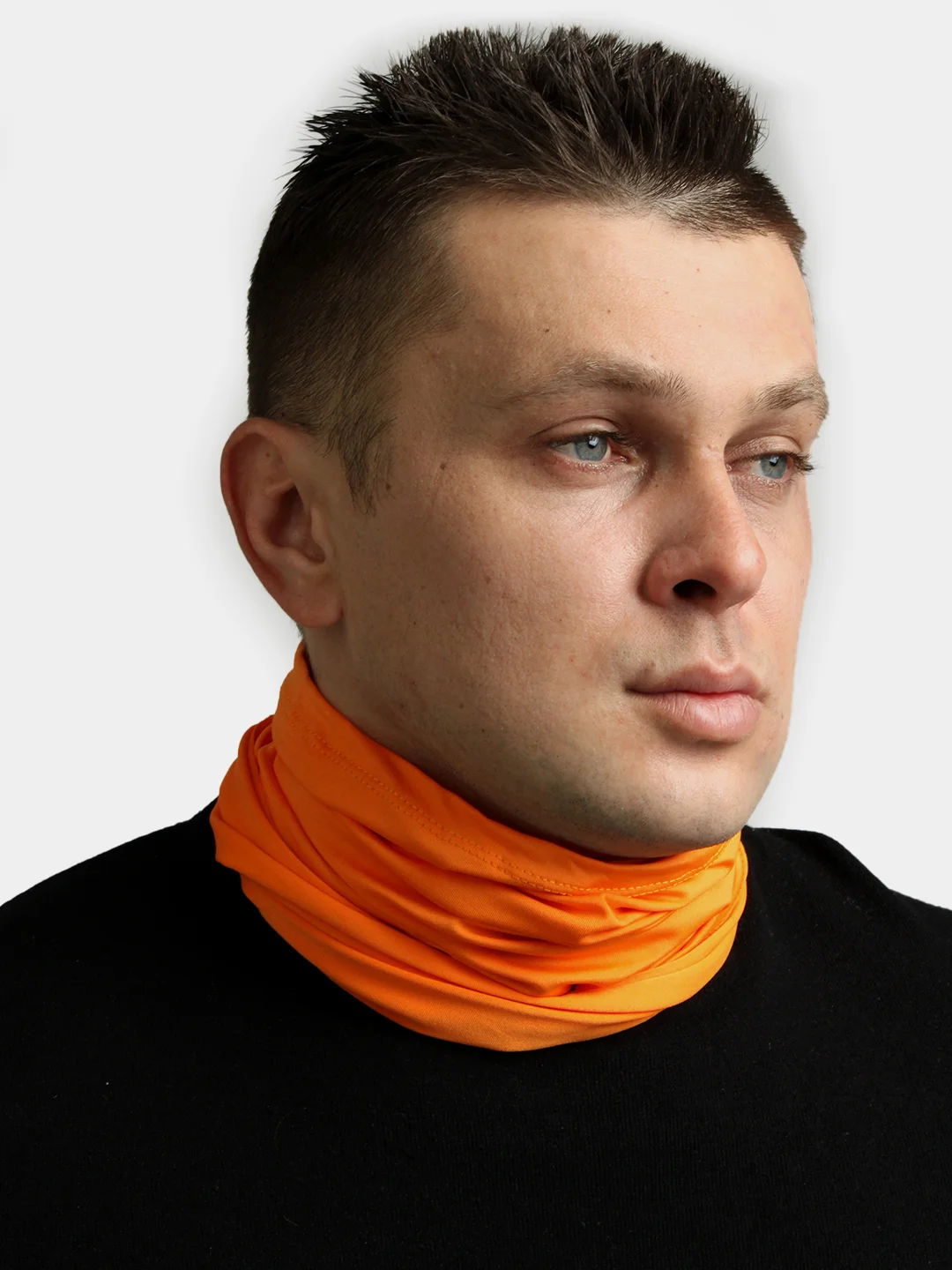 Оранжевый легкий снуд - маска 25 х 42 см, шарф труба для защиты от ветра спорта мужской женский унисекс