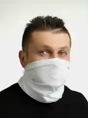 Белый легкий снуд - маска 25 х 42 см, шарф труба для защиты от ветра спорта мужской женский унисекс