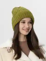 Оливковый шапка унисекс (мужская, женская) вязанная
