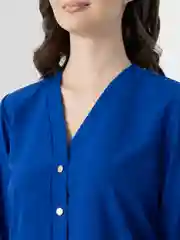 Синий рубашка женская с длинным рукавом, классическая