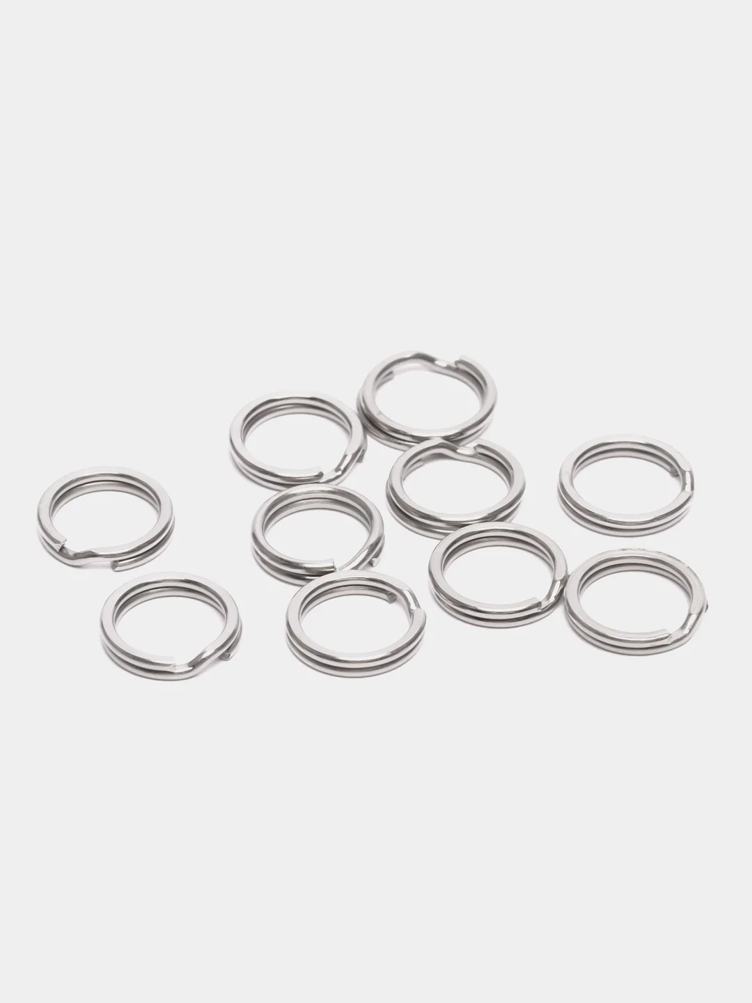 Серебряный кольцо заводное для рыбалки, 10 штук