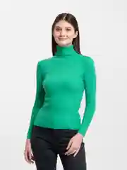 Зеленый водолазка женская базовая, однотонная, осень - зима
