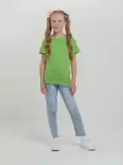 Футболка детская, зеленая, однотонная, хлопок, 9-14 лет