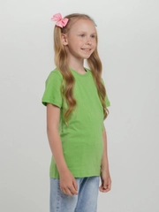 Футболка детская, зеленая, однотонная, хлопок, 9-14 лет