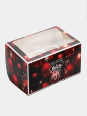 Коробка на 6 капкейков новогодняя. 27*15*10 см.