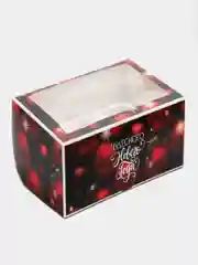 Коробка на 6 капкейков новогодняя. 27*15*10 см.