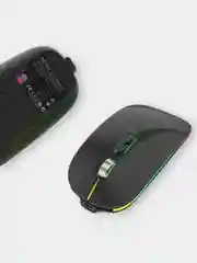 Черный компьютерная мышь бесшумная беспроводная оптическая Bluetoth/RGB-подсветка, 800-1600 dpi