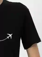 Черный женская футболка с принтом "Самолет"