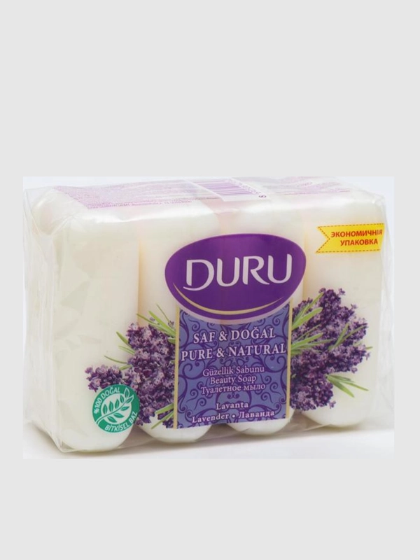 Мыло DURU Pure&Natural, лаванда, роза, 4 x 85 г