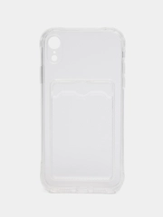 Чехол с карманом для карт iPhone XR 11 12 13 14 Pro Max ХР 7 8 + прозрачный силиконовый