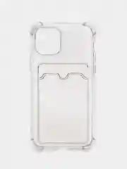 Серый чехол c карманом для карт iPhone 7 8 Plus X XS XR 11 Pro Max 12 13 mini 14 прозрачный