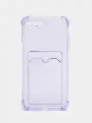 Фиолетовый чехол c карманом для карт iPhone 7 8 Plus X XS XR 11 Pro Max 12 13 mini 14 прозрачный