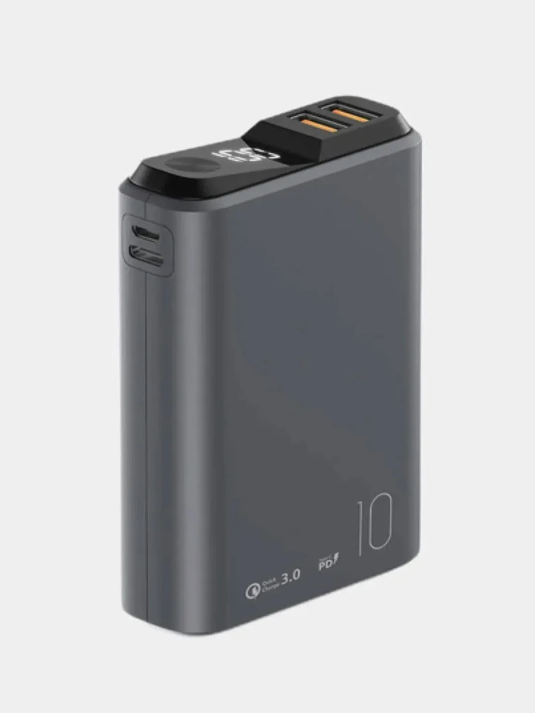 Серый внешний аккумулятор Olmio QS-10, 10000 mAh, с быстрой зарядкой 18W