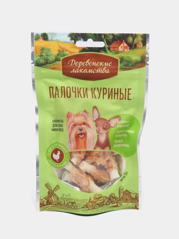 Палочки куриные "Деревенские лакомства" для собак мини-пород, 55 г