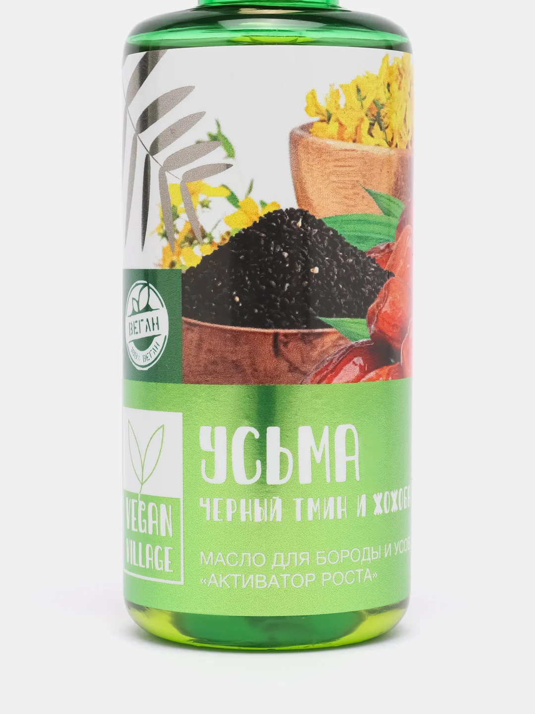 Масло для роста бороды и усов Vegan Village, с усьмой, питательное, 50 мл