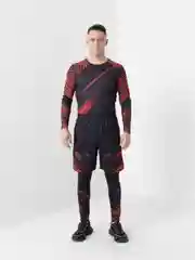 Красный спортивный костюм 3в1 (рашгард, тайтсы и шорты)