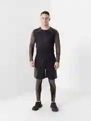 Зелёный хаки спортивный костюм 3в1 (рашгард, тайтсы и шорты)