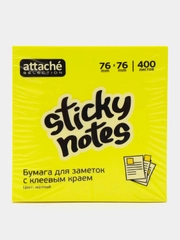 Стикеры Attache Selection, 76 х 76 мм, желтые