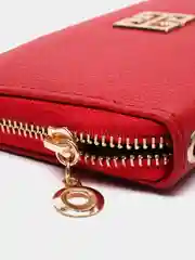 Алый женский кошелёк на молнии с ремешком на руку