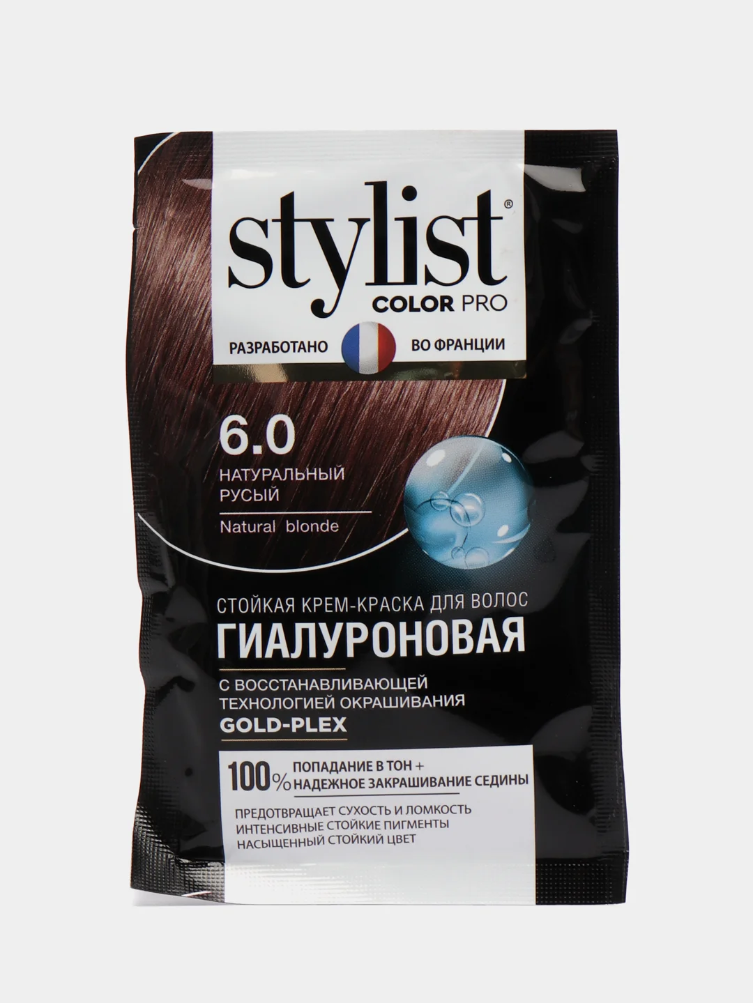 Краска для волос Stylist Color Pro гиалуроновая, 6.0 натуральный русый, 115 мл