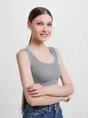 Серый женский бесшовный бюстгальтер, топ