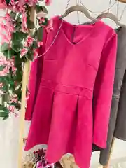 Бордовый женское платье с длинным рукавом, из экозамши, спандекс
