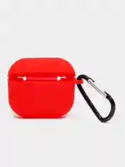 Красный чехол для наушников Apple Airpods 3 с карабином силиконовый