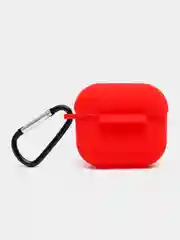 Красный чехол для наушников Apple Airpods 3 с карабином силиконовый
