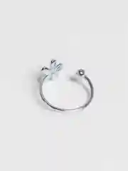 Серебряный кольцо Черный цветок / открытое кольцо