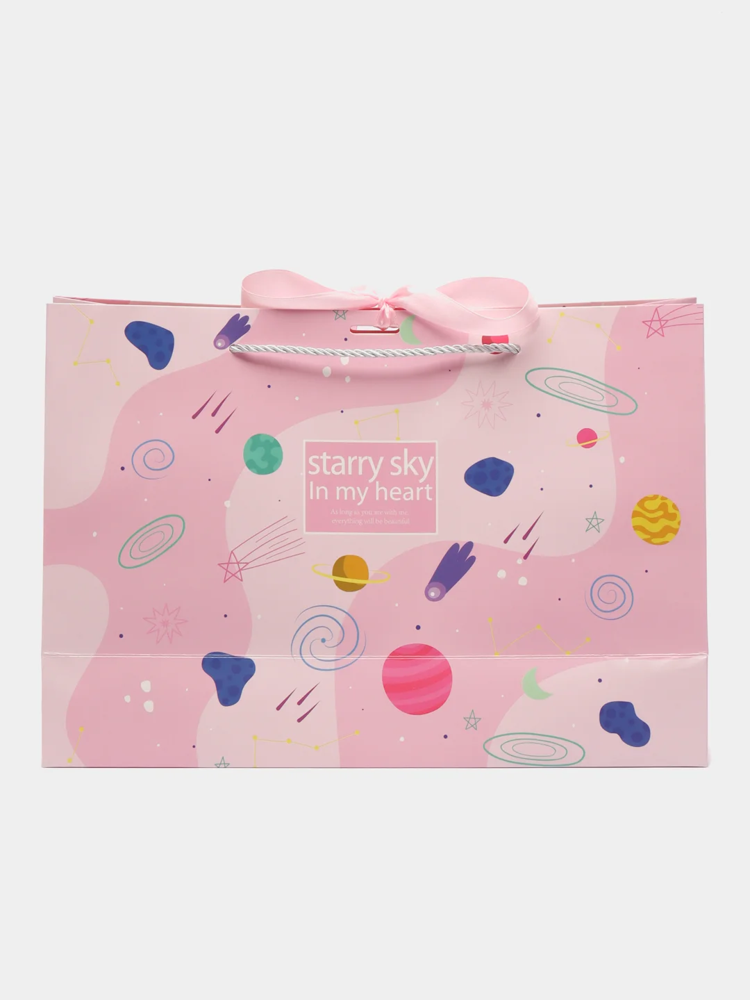 Розовый подарочный пакет "Starry Sky"
