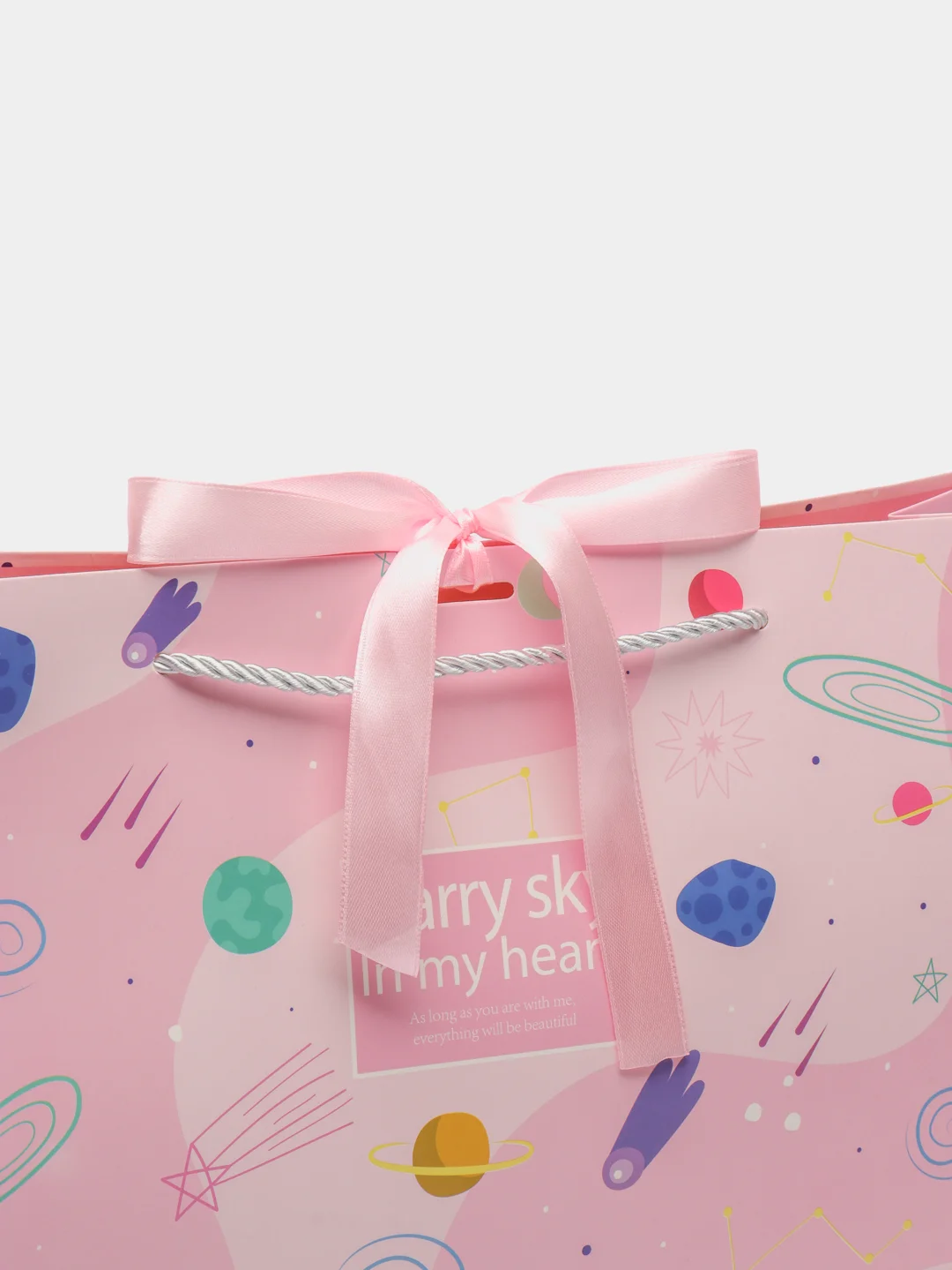 Розовый подарочный пакет "Starry Sky"