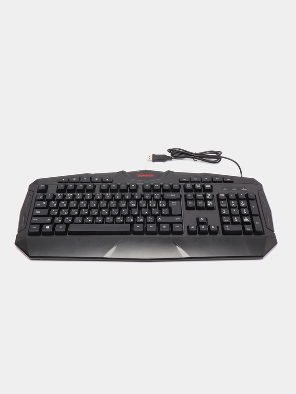 Клавиатура проводная игровая SONNEN, USB, 104 клавиши+10 мультимедийных черная, 513511