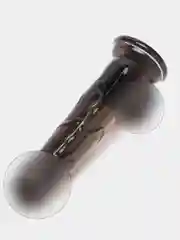 Черный фаллоимитатор с мошонкой, на присоске