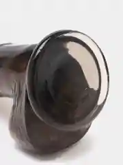 Черный фаллоимитатор с мошонкой, на присоске