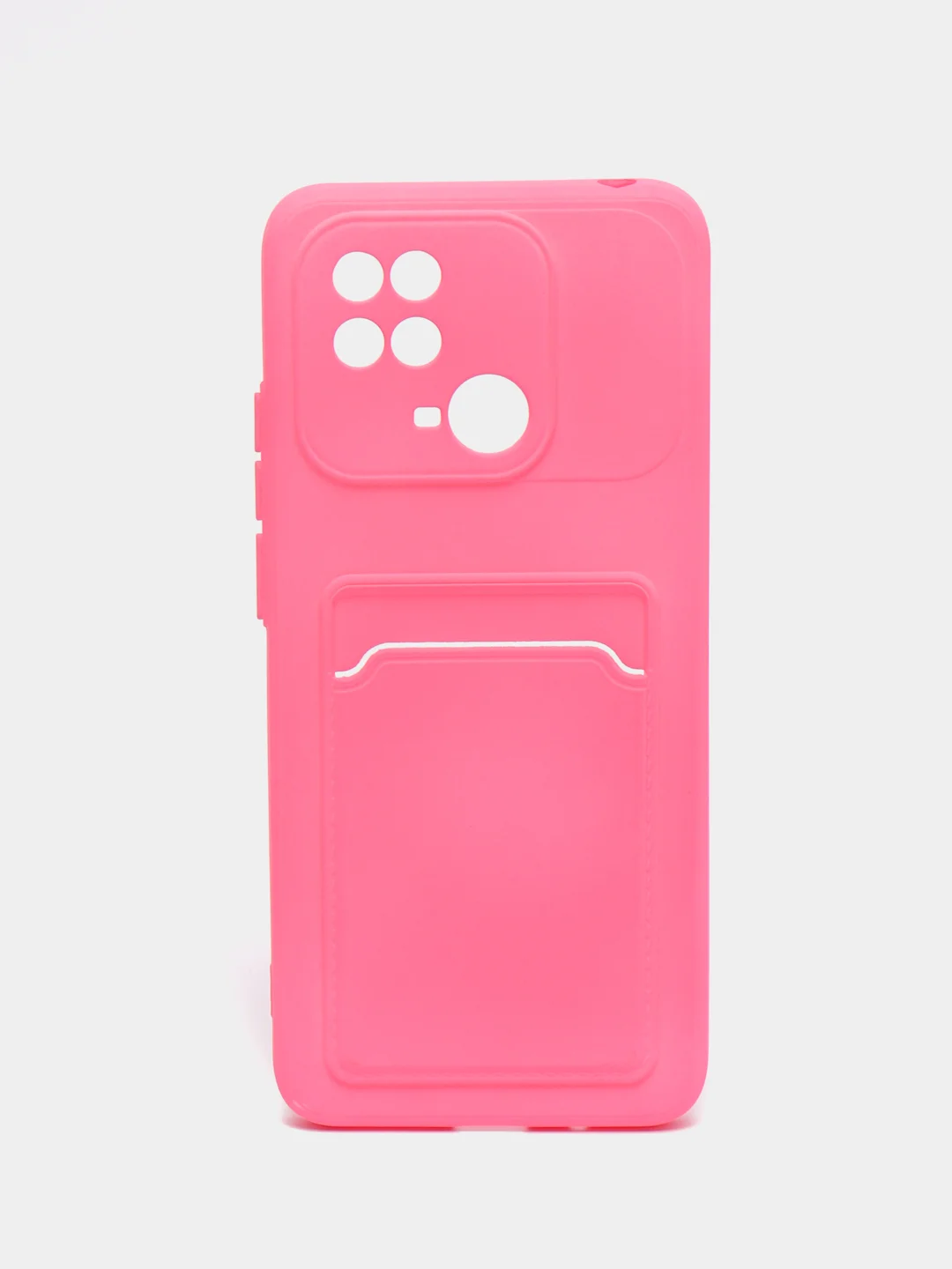 Розовый чехол для Xiaomi Redmi 10C / Poco C40, Сяоми Редми 10С силиконовый, с карманом для карты
