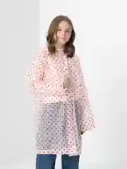 Красный плащ-дождевик с капюшоном, на кнопках
