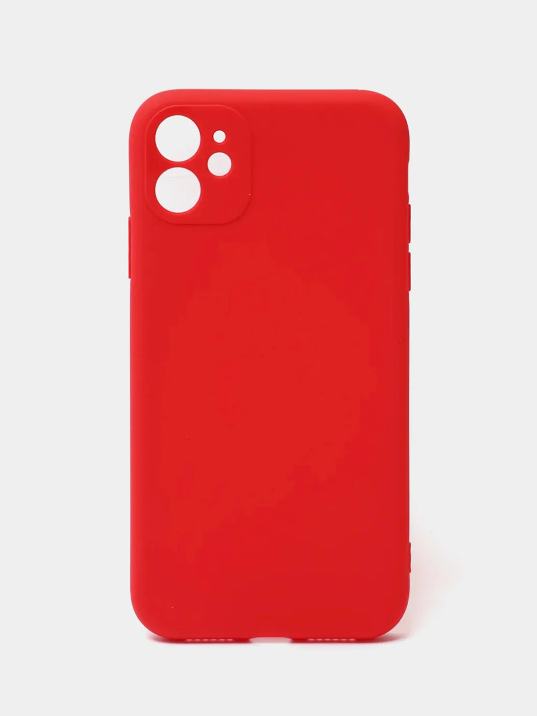 Красный чехол iPhone 11 силиконовый с защитой камеры противоударный ( Айфон 11 )