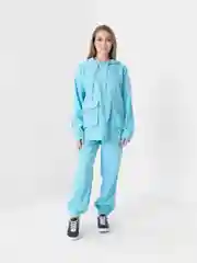 Голубой костюм женский, спортивный, вельветовый