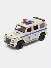 Белый машинка Mercedes-Benz Гелендваген полиция, металлическая